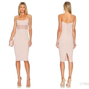 Nookie Sade Mesh Midi Dress Bodycon Sleeveless‎ XS Pink